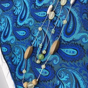 Beaded Wood & Glass Double Strand Necklace